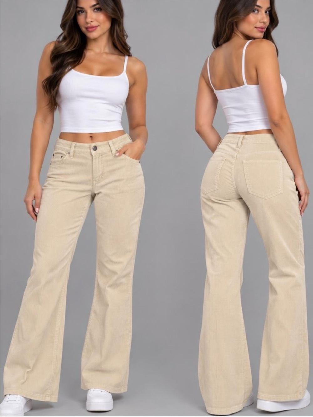GAP Beige Flare Wide-Leg Corduroy Jeans